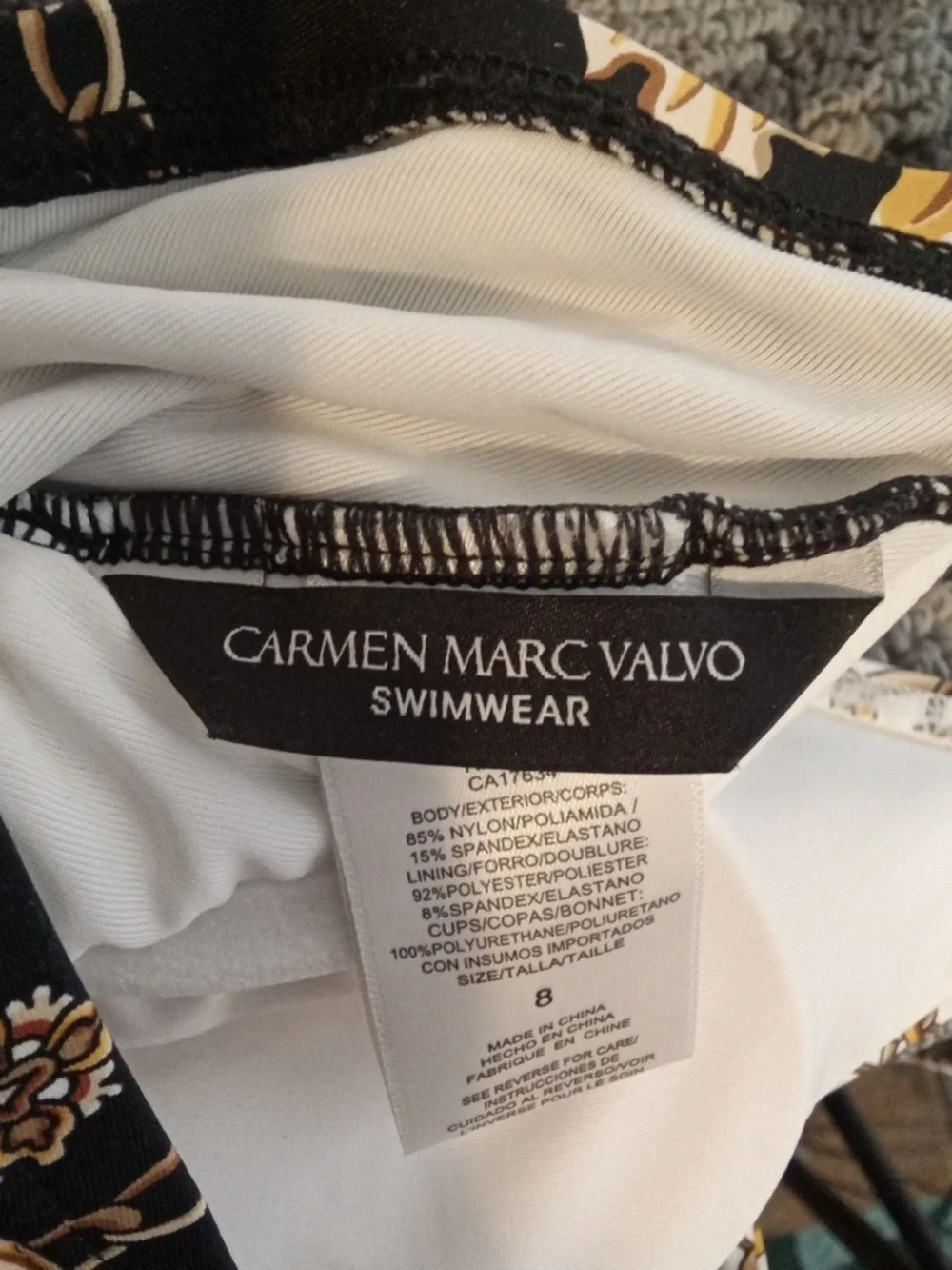 Carmen Marc Valvo Swim Sense Filigree Status Prin5 Surplice One Piece Sz 8